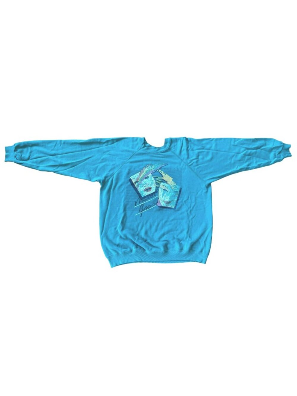 Vintage Green 80s New Orleans Mardis Gras Sweatshirt Womens Rad! Large